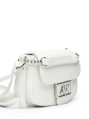 Сумка-мессенджер в белом цвете с серебристой  фурнитурой  Armani Exchange