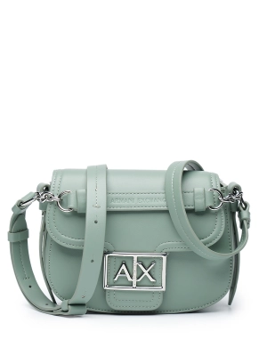 Сумка-мессенджер в цвете хаки с серебристой  фурнитурой  Armani Exchange