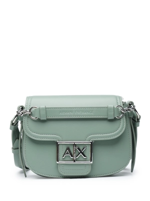 Сумка-мессенджер в цвете хаки с серебристой  фурнитурой  Armani Exchange