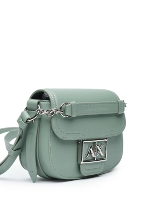 Сумка-мессенджер в цвете хаки с серебристой  фурнитурой  Armani Exchange