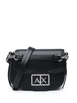 Сумка-мессенджер в черном цвете с серебристой  фурнитурой  Armani Exchange