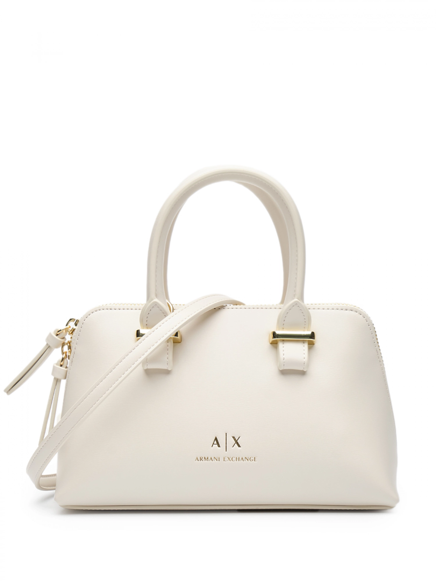 Сумка-купол в белом цвете с короткими ручками и длинным ремнем  Armani Exchange