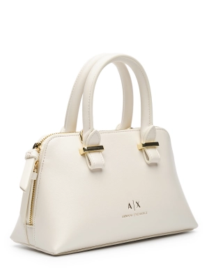 Сумка-купол в белом цвете с короткими ручками и длинным ремнем  Armani Exchange