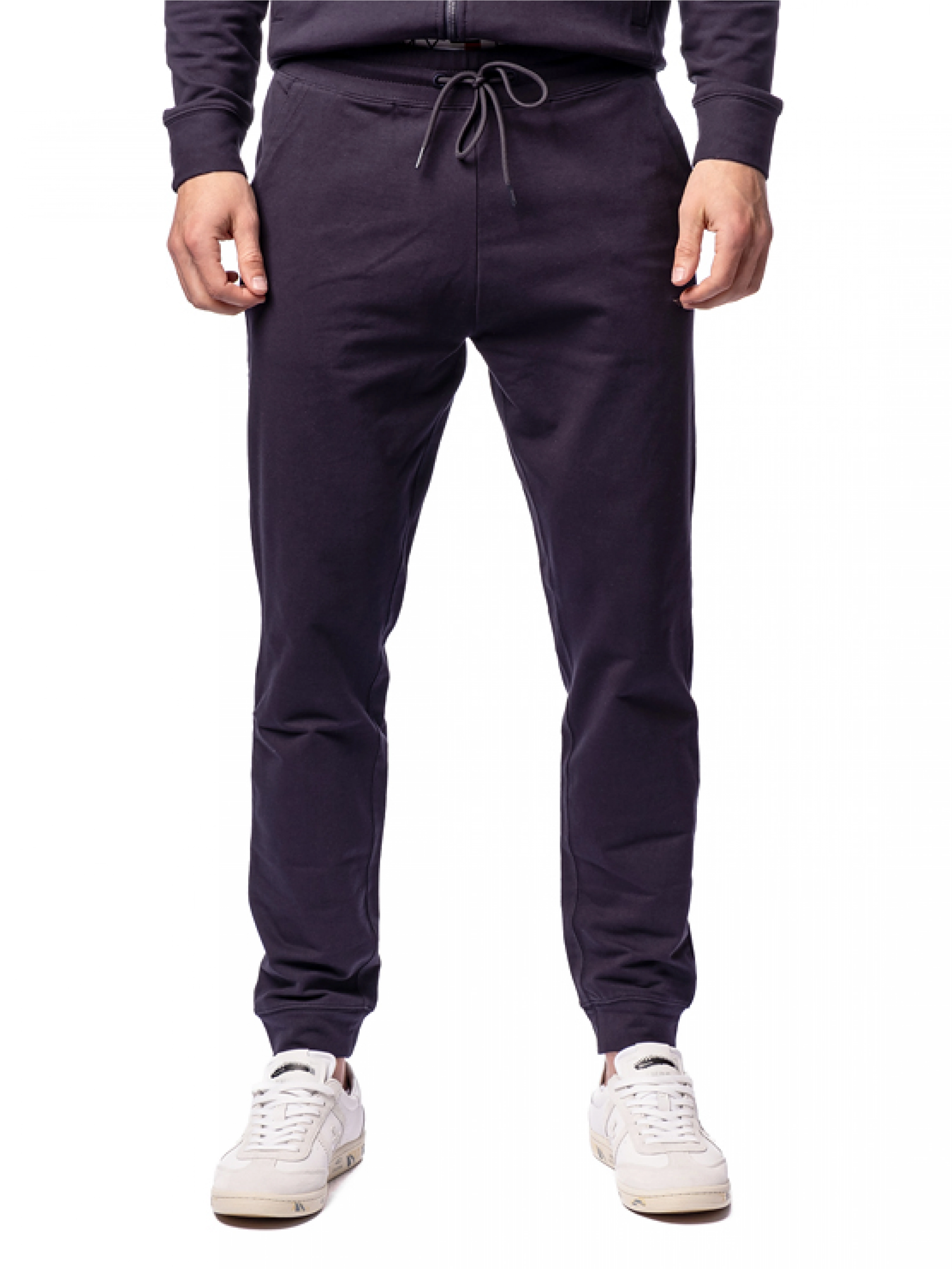 Костюм в синем цвете из толсовки с отстегивающимся капюшоном и брюк на резинке Aeronautica