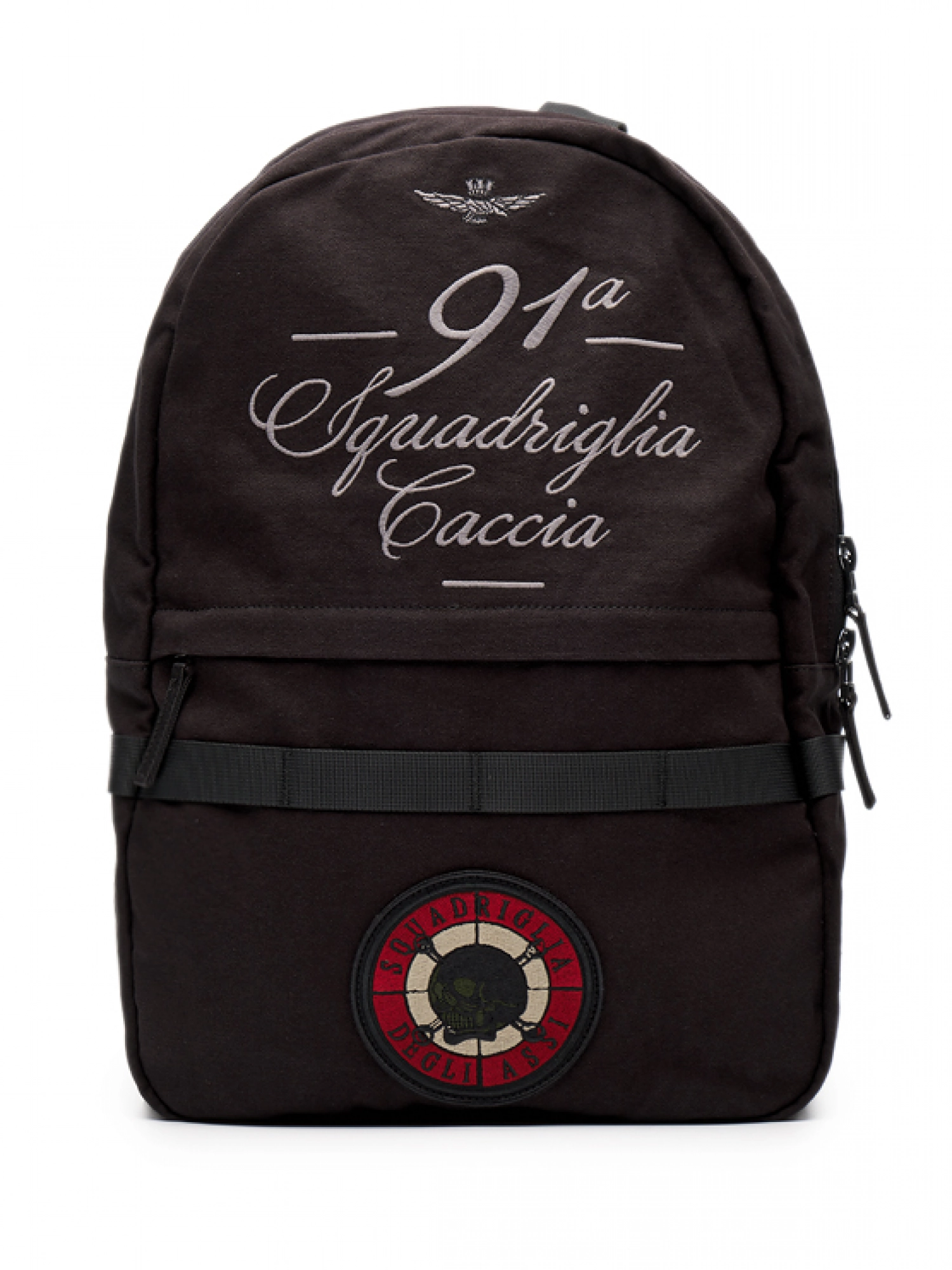 Рюкзак в чером цвете  с нашивками бренда Аeronautica Militare Рюкзак в чером цвете  с нашивками бренда Аeronautica Militare