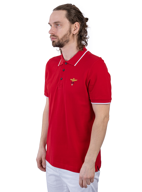 Поло красного цвета с вышивкой на груди Aeronautica Militare