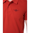 Поло в красном цвете  с коротким рукавом и логотипом  на груди Aeronautica Militare