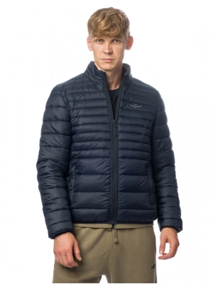 Стеганая куртка прямого кроя в темно-синем цвете с логотипом бренда Aeronautica Militare