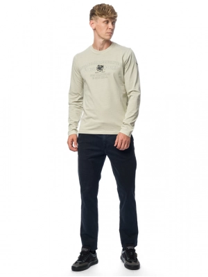 Лонгслив в бежевом цвете с лого бренда на груди Аeronautica Militare