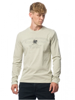 Лонгслив в бежевом цвете с лого бренда на груди Аeronautica Militare