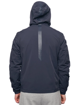 Куртка прямого кроя в темно-синем цвете с капюшоном и логотипом бренда на груди Аeronautica Militare