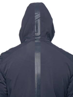 Куртка прямого кроя в темно-синем цвете с капюшоном и логотипом бренда на груди Аeronautica Militare