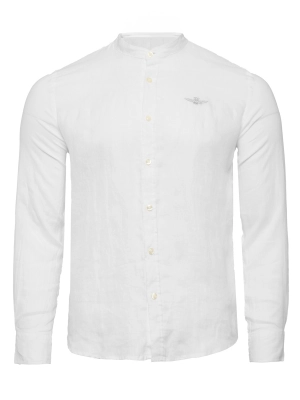 Рубашка свободного кроя на пуговицах с круглым воротом с вышитым лого Аeronautica Militare