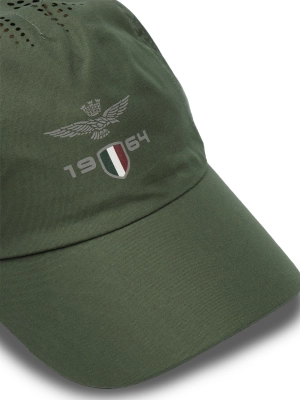 Бейсболка в зеленом цвете универсального размера с вышитым лого бренда Аeronautica Militare
