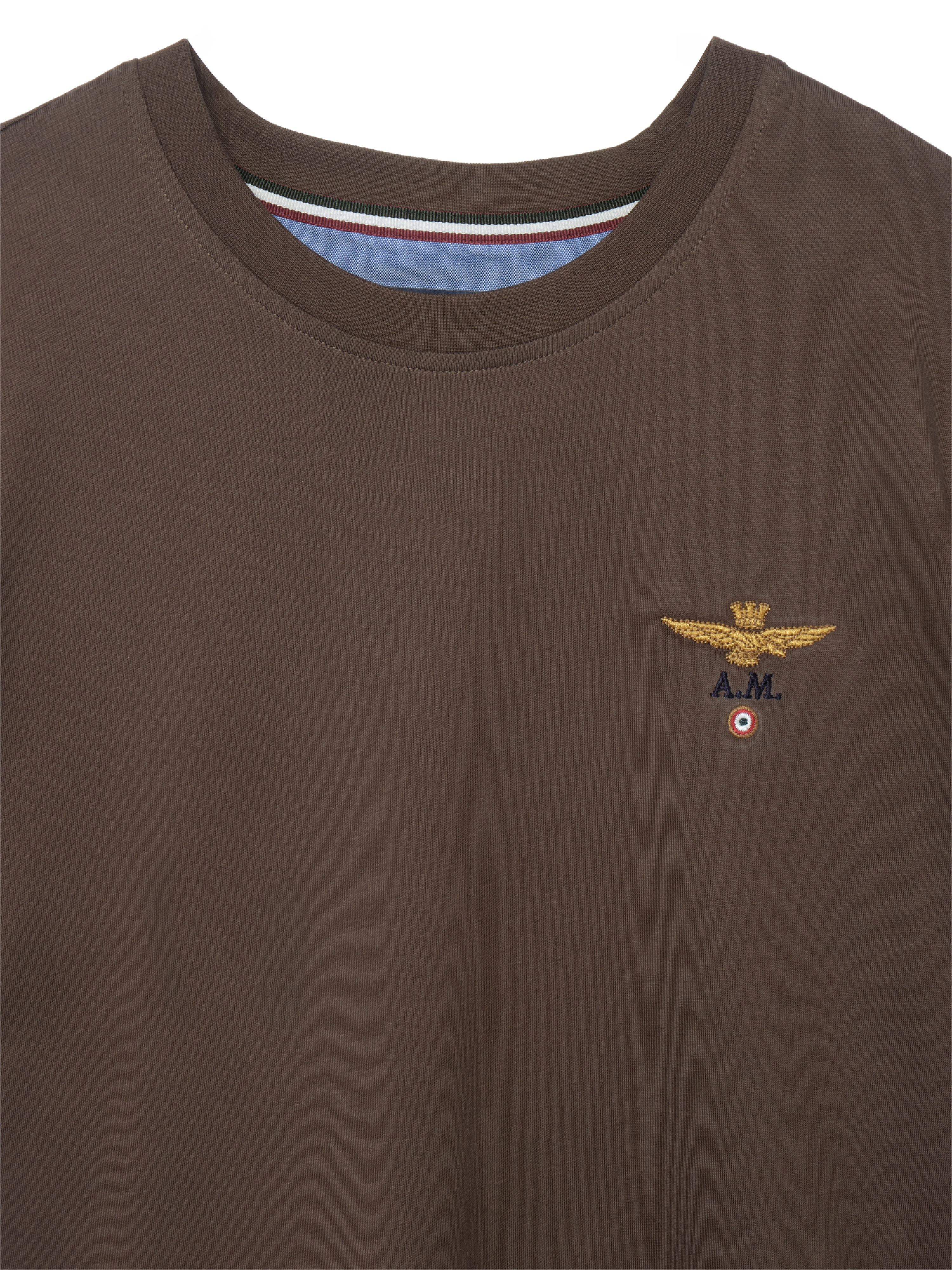 Футболка в коричневом цвете Aeronautica Militare  прямого кроя с лого бренда