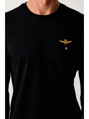 Мужской лонгслив Aeronautica Militare черного цвета