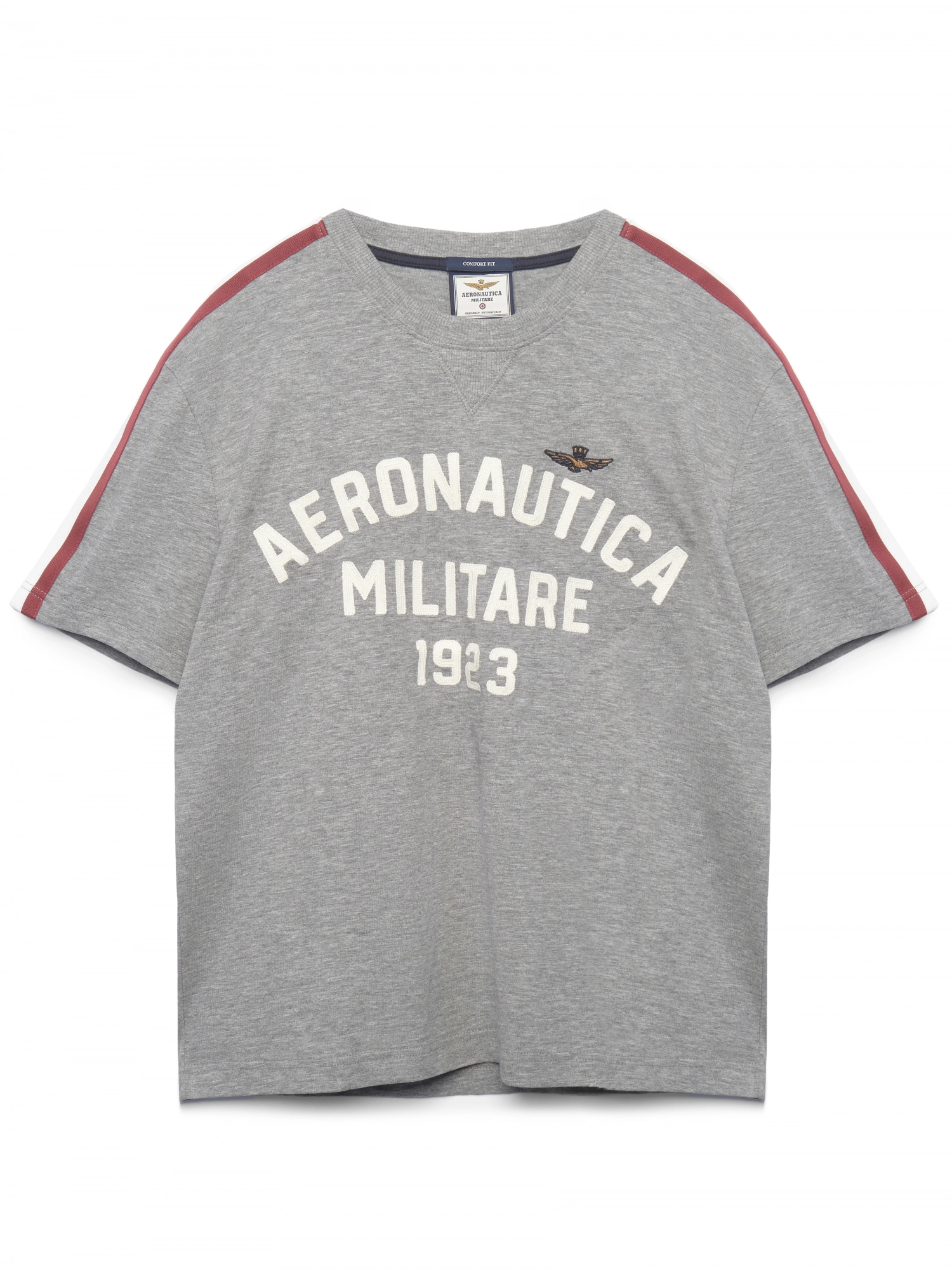 Футболка в сером цвете Aeronautica Militare прямого кроя