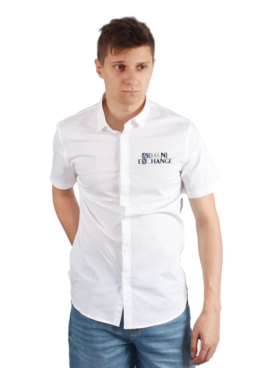 Белая рубашка с коротким рукавом Armani Exchange
