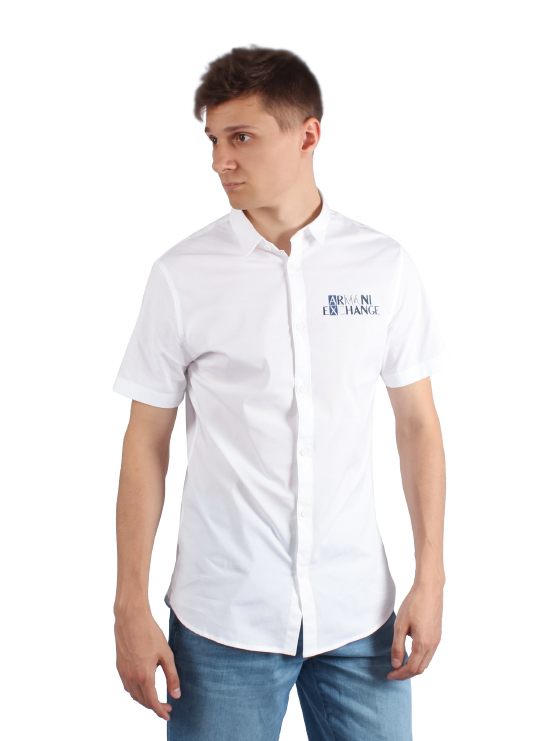 Белая рубашка с коротким рукавом Armani Exchange