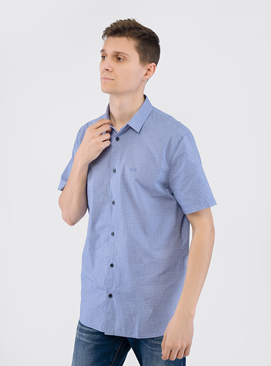 Рубашка голубого цвета с коротким рукавом Armani Exchange