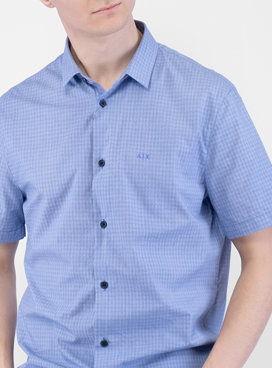 Рубашка голубого цвета с коротким рукавом Armani Exchange