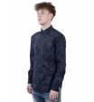 Темно-синяя хлопковая рубашка Armani Exchange