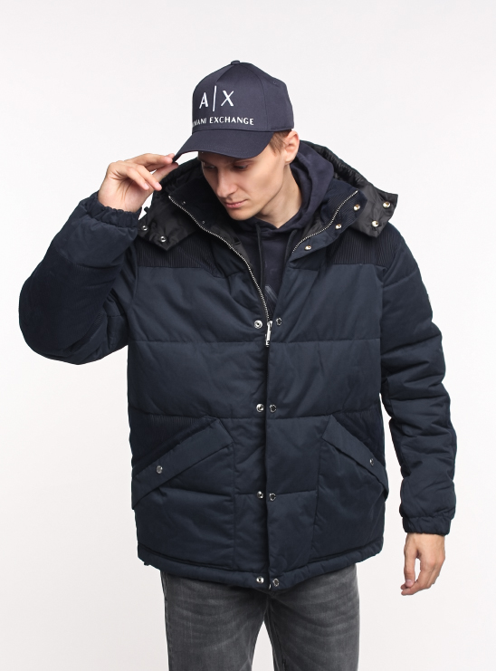Куртка утепленная зимняя темно-синего цвета Armani Exchange