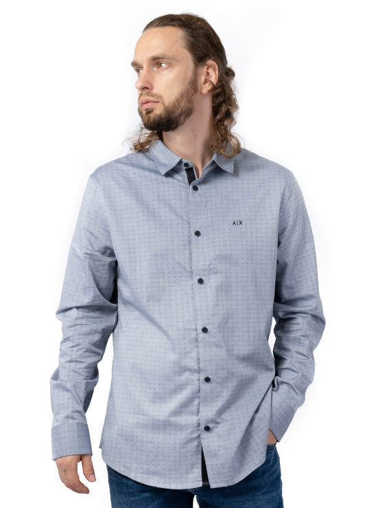 Серая рубашка с длинным рукавом Armani Exchange купить в интернет-магазинеOnly Italy.