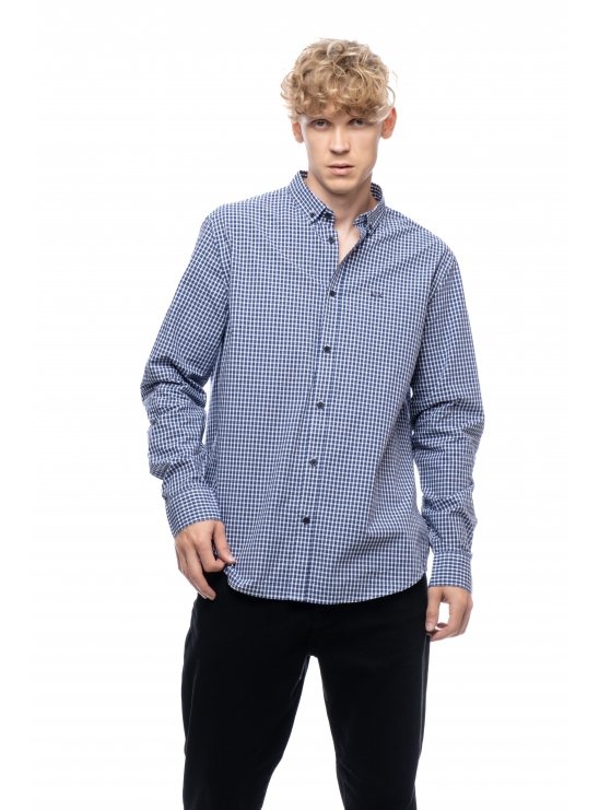 Голубая рубашка в клетку Armani Exchange купить в интернет-магазине OnlyItaly.