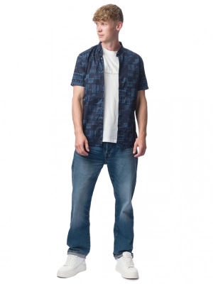 Рубашка с коротким рукавом в темно-синем цвете с логоманией Armani Exchange