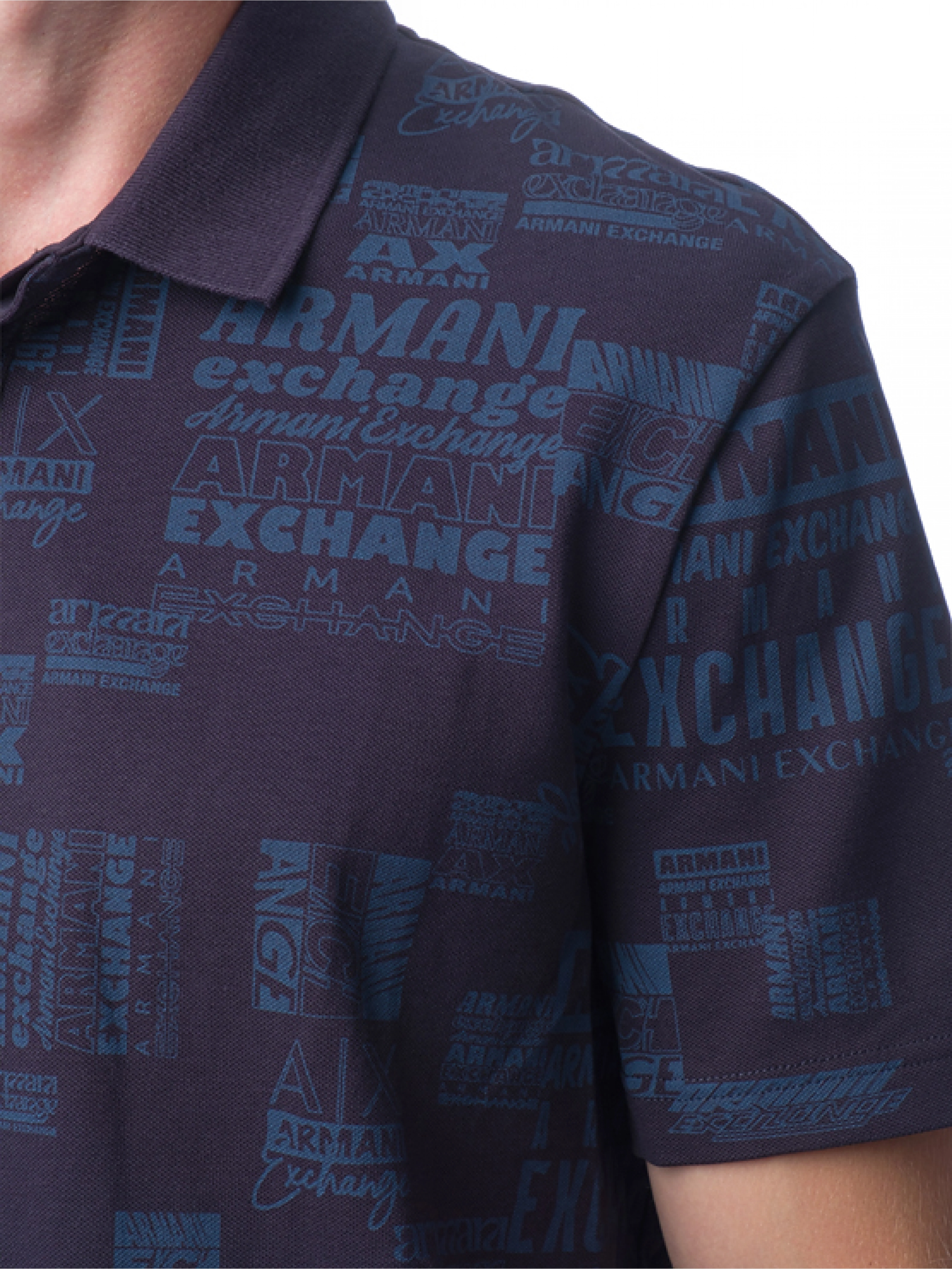 Поло в темно-синем цвете с логоманией Armani Exchange прямого кроя