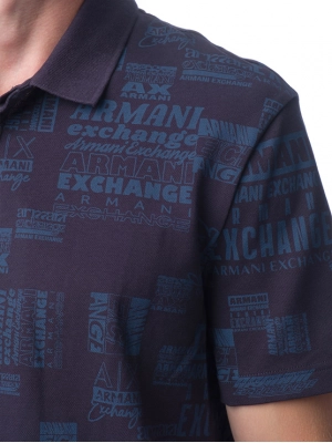 Поло в темно-синем цвете с логоманией Armani Exchange прямого кроя