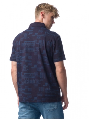 Поло в темно-синем цвете с логоманией Armani Exchange прямого кроя
