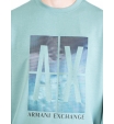 Бирюзовый свитшот с крупным принтом в виде лого бренда Armani Exchange