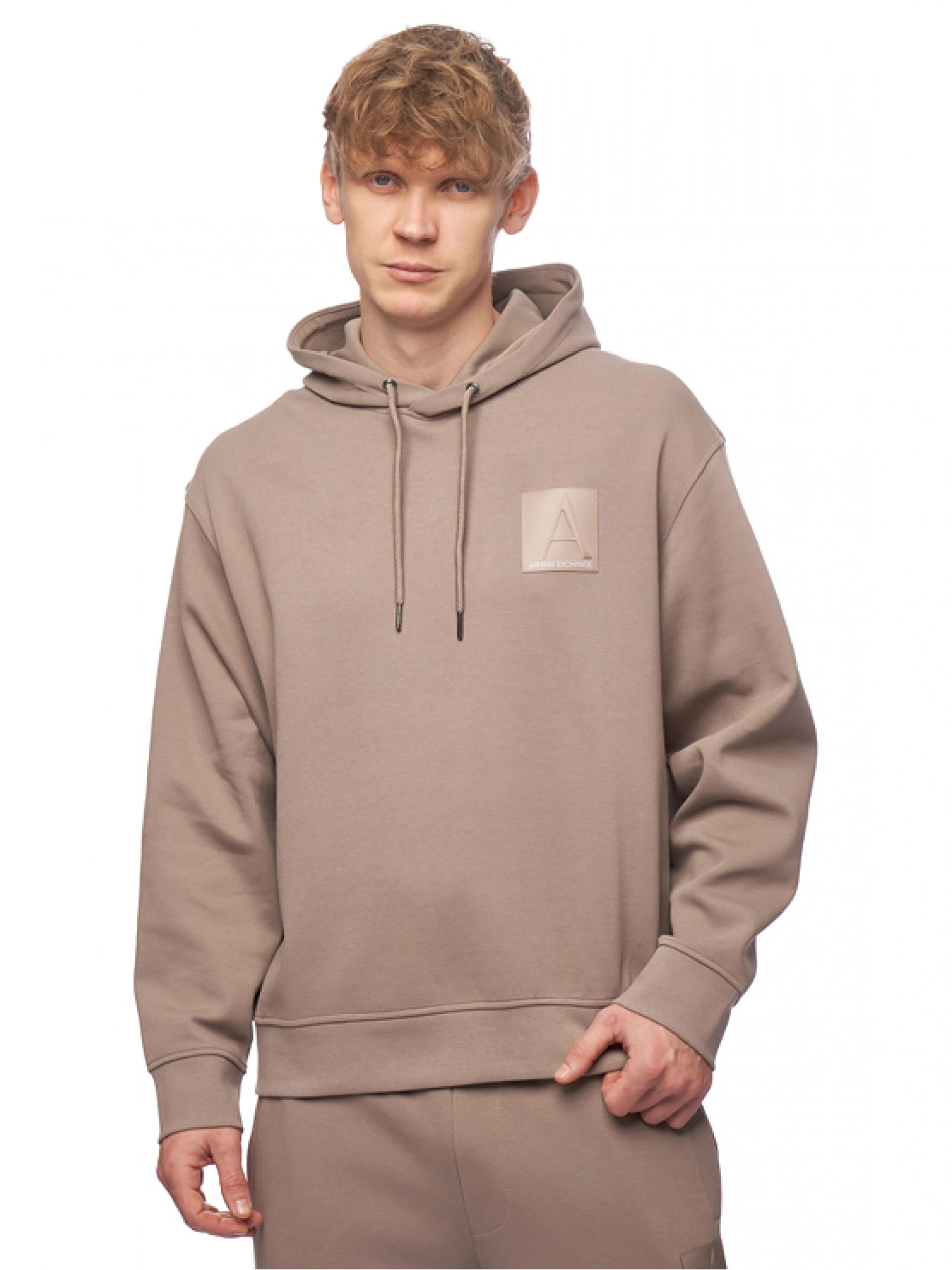 Худи в бежевом цвете с капюшоном Armani Exchange