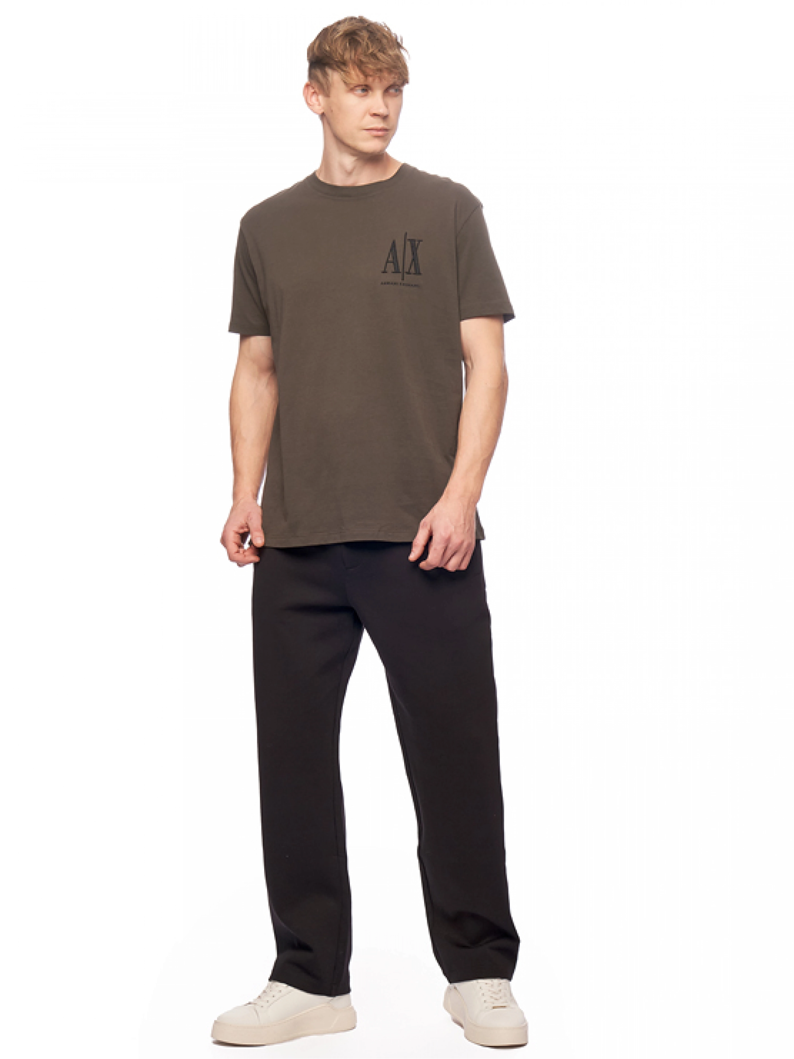 Трикотажные брюки в черном цвете на кулиске  Armani Exchange