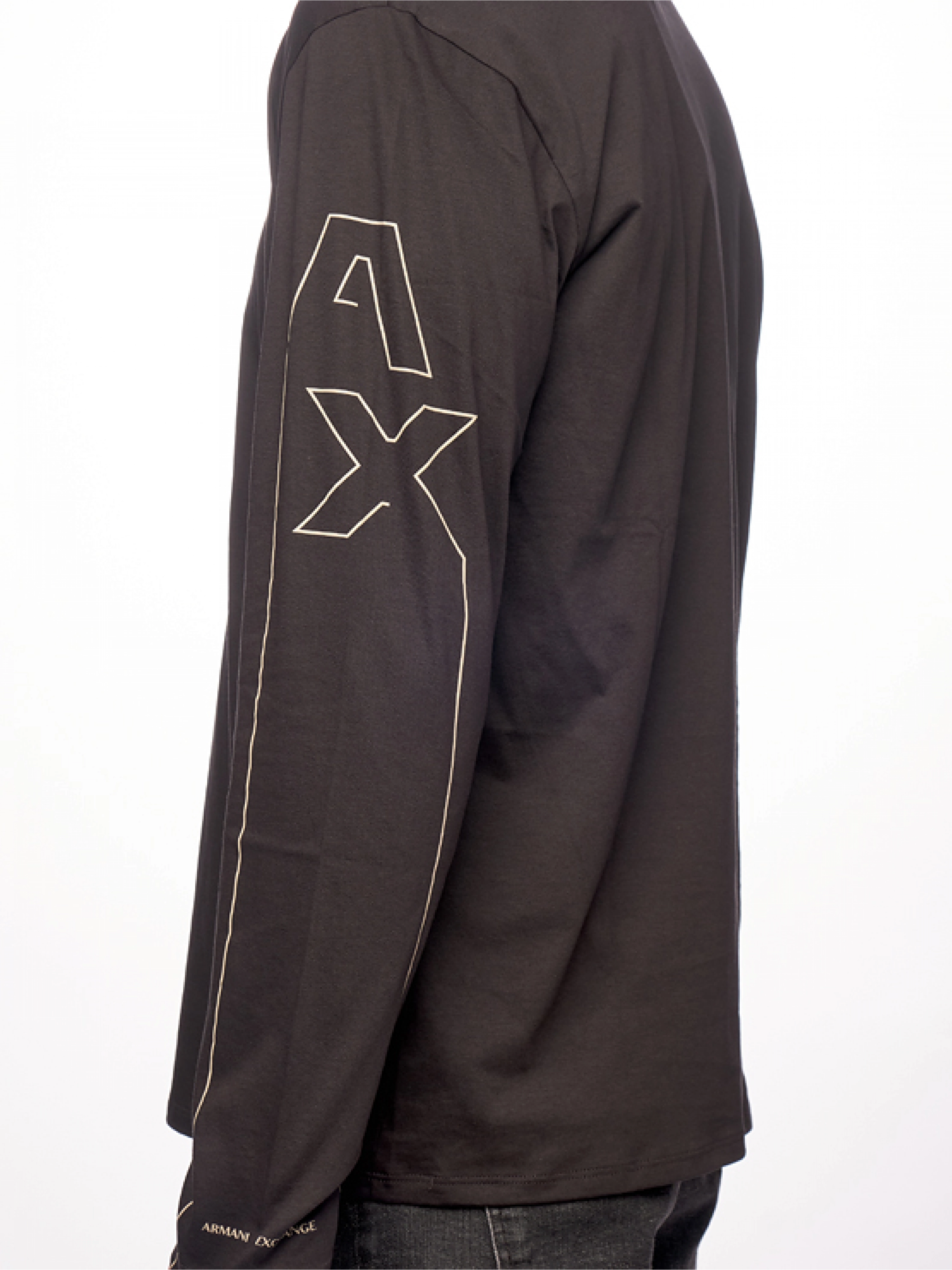 Лонгслив в черном цвете из тонкого хлопка Armani Exchange