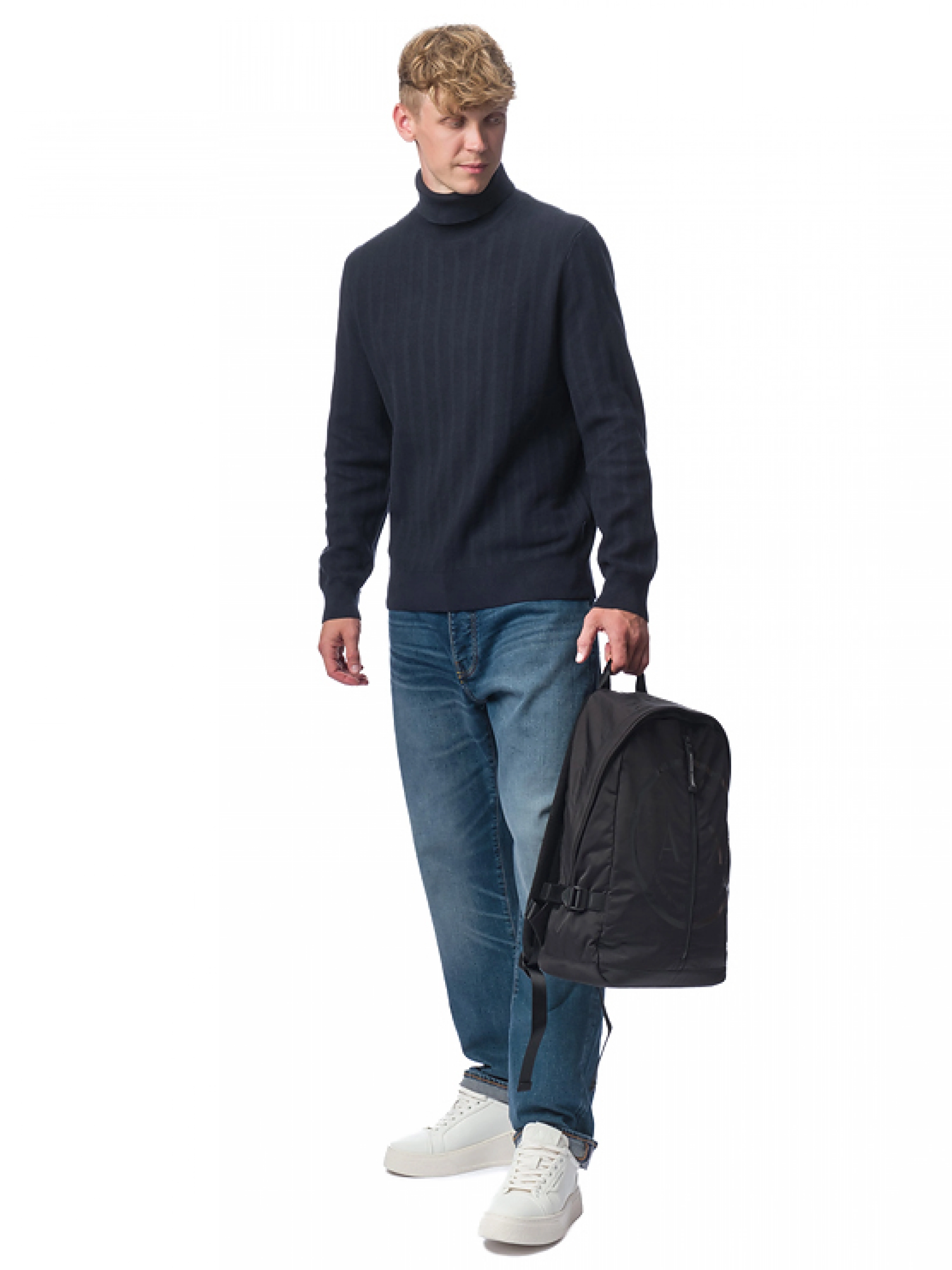 Гольф в темно-синем цвете на манжетах с высоким воротником Armani Exchange