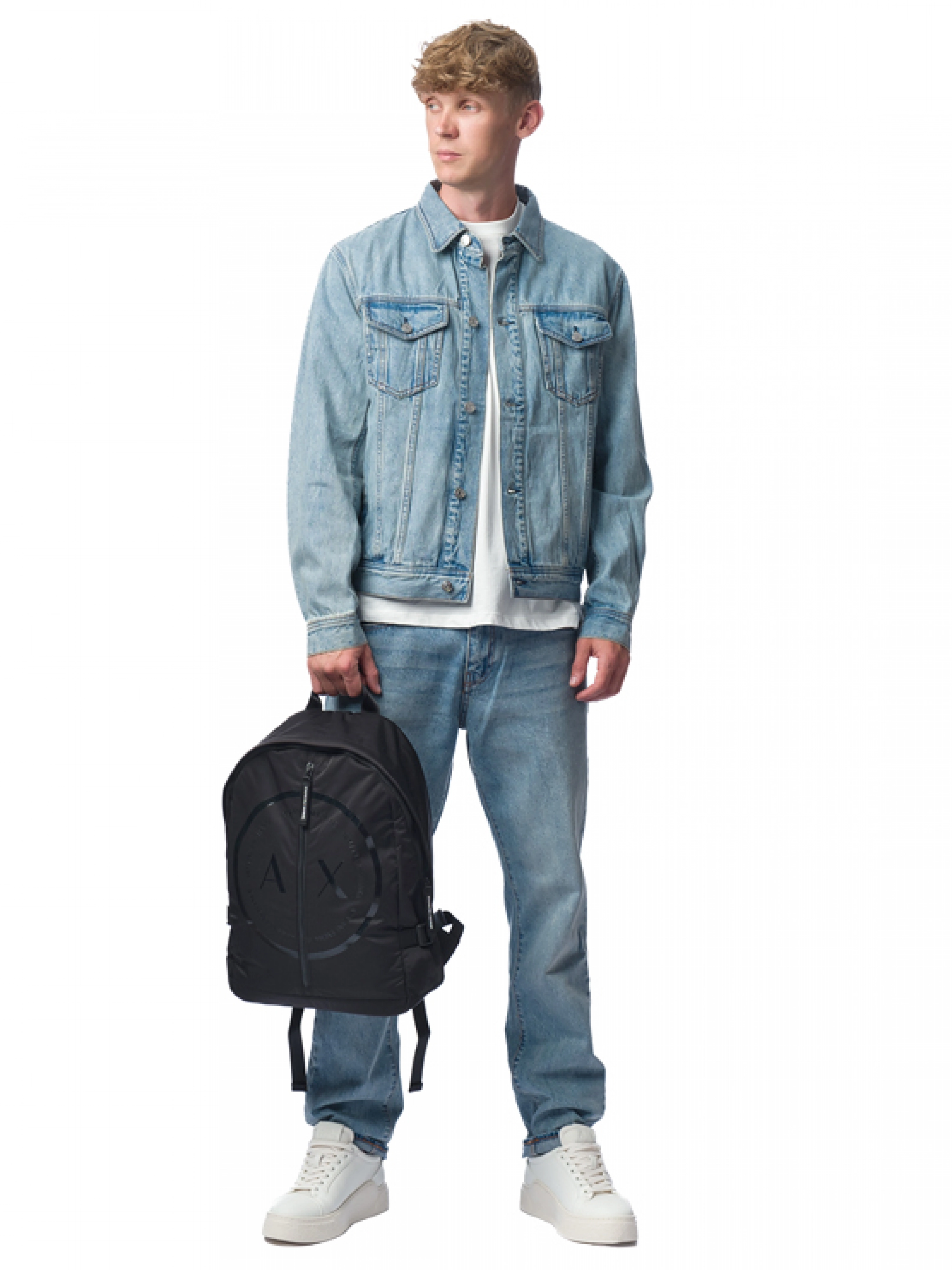 Джинсовая куртка в голубом цвете с накладными карманами на груди Armani Exchange