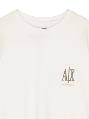 Футболка в молочном цвете Armani Exchange свободного кроя из качественного хлопка