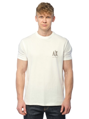 Футболка в молочном цвете Armani Exchange свободного кроя из качественного хлопка