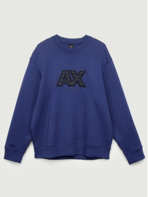 Свитшот в синем цвете с лого бренда на груди Armani Exchange