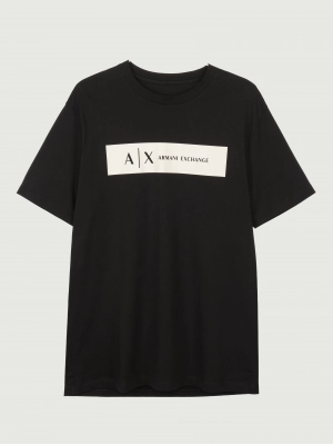 Футболка Armani Exchange в черном цвете с принтом на груди