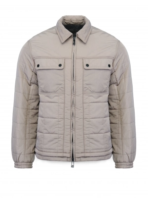 Куртка в бежевом цвете прямого кроя с отложным воротником Armani Exchange