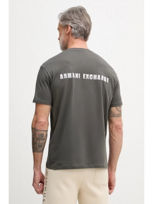 Футболка в цвете хаки Armani Exchange прямого кроя с лого бренда на груди