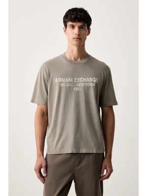 Мужская футболка Armani Exchange из натурального хлока бежевого цвета