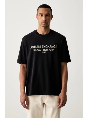 Синяя футболка Armani Exchange с принтом на груди