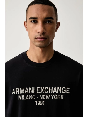 Синяя футболка Armani Exchange с принтом на груди