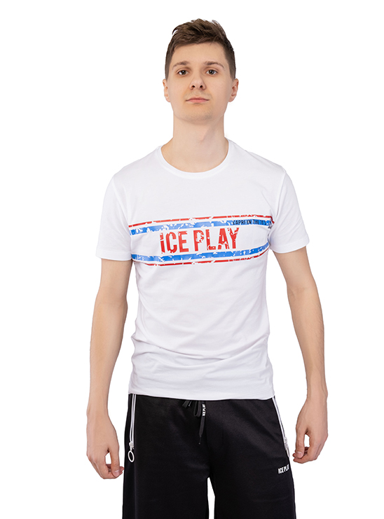 Белая футболка с принтом Ice Play