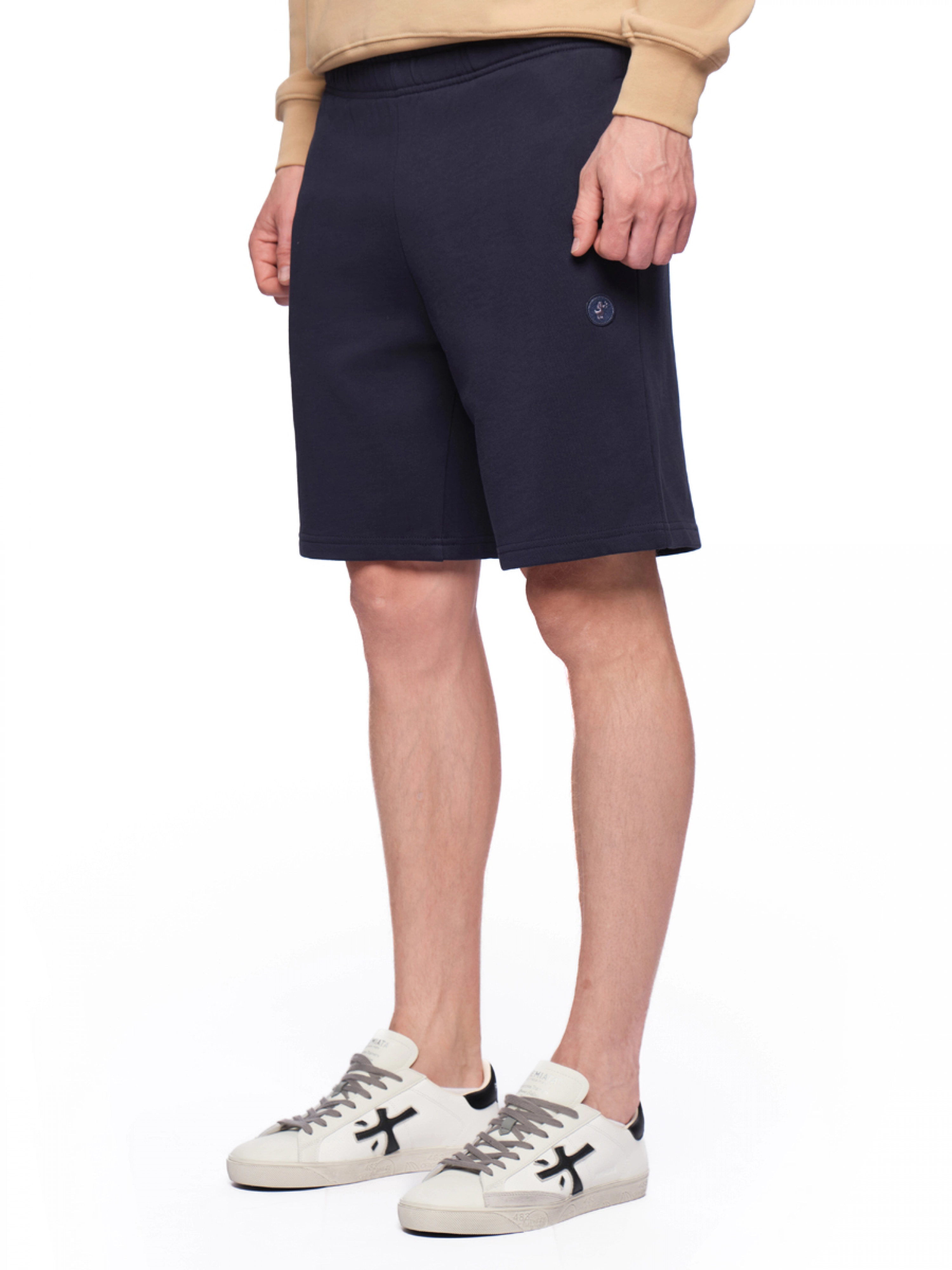 Шорты из хлопка в синем цвете прямого кроя с прорезными карманами Save The Duck прямого кроя